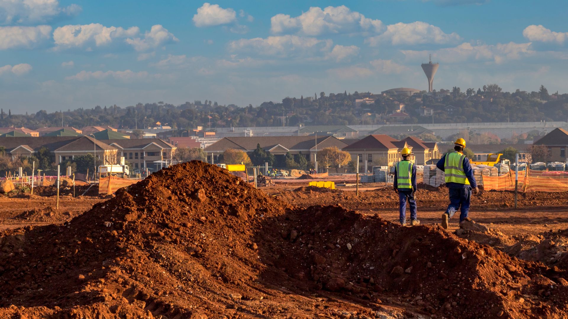 Earthworks and platform preparation across a residential estate site
